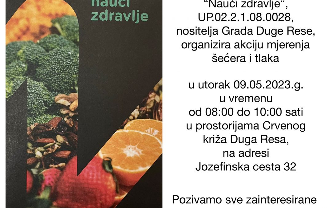 Osma akcija mjerenja tlaka i šećera u sklopu provedbe projekta Nauči zdravlje